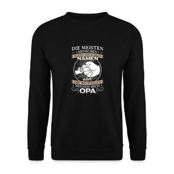 Opa und Enkel Geschenk - Unisex Pullover - Schwarz - Vorne - Alina (178cm) & Michal (187cm)