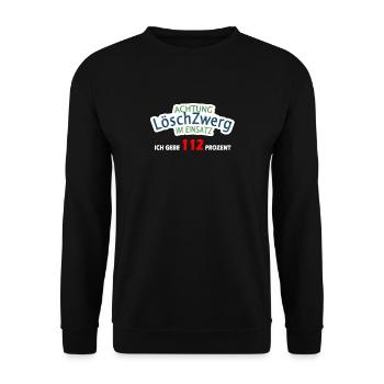 Jugendfeuerwehr Löschzwerg im Einsatz - Unisex Pullover - Schwarz - Vorne - Alina (178cm) & Michal (187cm)