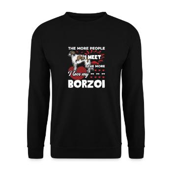 Ich liebe mein Barsoi - Unisex Pullover - Schwarz - Vorne - Alina (178cm) & Michal (187cm)