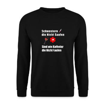 Lustiger Pfleger Pflegerin Spruch für Pflege Beruf - Unisex Pullover - Schwarz - Vorne - Alina (178cm) & Michal (187cm)