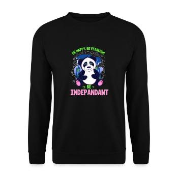 Soyez heureux Soyez intrépide Soyez Indepandant Panda Pun - Sweat-shirt Unisexe - noir - Devant - Alina (178cm) & Michal (187cm)