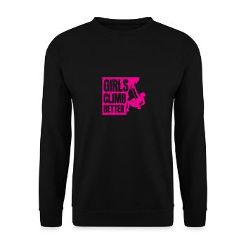 Mädchen Klettern Besser Logo - Unisex Pullover - Schwarz - Vorne - Alina (178cm) & Michal (187cm)