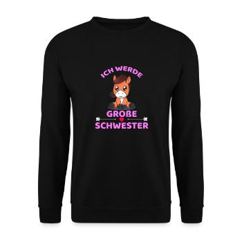 Ich Werde Große Schwester Pony - Unisex Pullover - Schwarz - Vorne - Alina (178cm) & Michal (187cm)