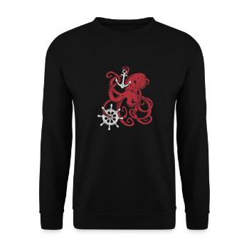 Thème de conception nautique vintage pieuvre géante - Sweat-shirt Unisexe - noir - Devant - Alina (178cm) & Michal (187cm)