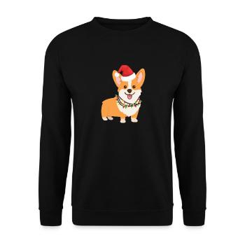 Christmas Pembroke Welsh Corgi - Unisex Sweatshirt - black - Front - Alina (178cm) & Michal (187cm)