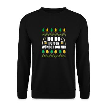 HO HO Hopfen Bier Weihnachtsdesign - Unisex Pullover - Schwarz - Vorne - Alina (178cm) & Michal (187cm)