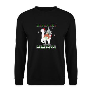 Sloth sleeps on Llama Alpaca Sweet Christmas - Unisex Sweatshirt - black - Front - Alina (178cm) & Michal (187cm)