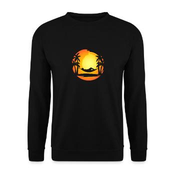 Hammock Sunset Palm Trees Island - Unisex Sweatshirt - black - Front - Alina (178cm) & Michal (187cm)