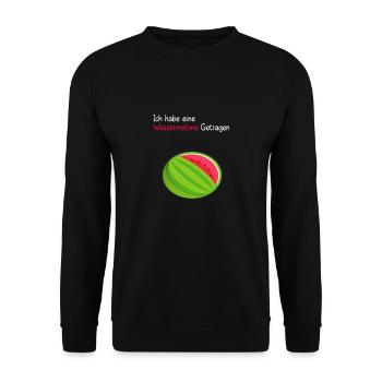 Ich habe eine Wassermelone getragen - Unisex Pullover - Schwarz - Vorne - Alina (178cm) & Michal (187cm)