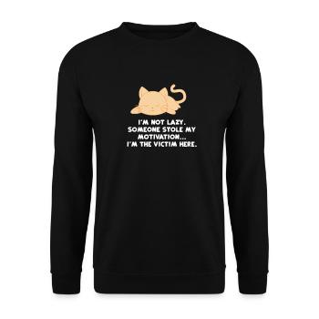 Cats - Cat - Cat owner - Lazy - Laziness - Unisex Sweatshirt - black - Front - Alina (178cm) & Michal (187cm)