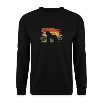 Silverback Grumpy Gorilla Gift Animal Lover 70s - Unisex Sweatshirt - black - Front - Alina (178cm) & Michal (187cm)