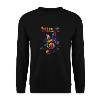 Musik-Fan-Geschenk-Entwurf Funky Violinschlüssel-Musik - Unisex Pullover - Schwarz - Vorne - Alina (178cm) & Michal (187cm)