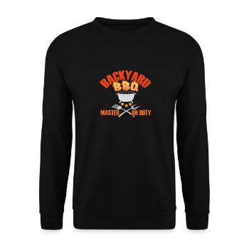 Backyard BBQ Master At the Grill Barbecue Griller - Unisex Sweatshirt - black - Front - Alina (178cm) & Michal (187cm)