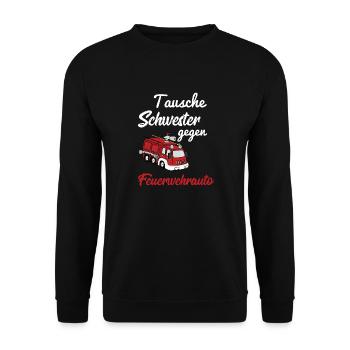 Échange de soeur contre un camion de pompiers - Sweat-shirt Unisexe - noir - Devant - Alina (178cm) & Michal (187cm)