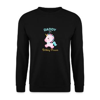Daddy of Birthday Princess Gift Bday Party Unicorn - Unisex Sweatshirt - black - Front - Alina (178cm) & Michal (187cm)