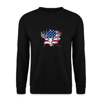 Chasse au cerf cadeau drapeau américain chasseur - Sweat-shirt Unisexe - noir - Devant - Alina (178cm) & Michal (187cm)