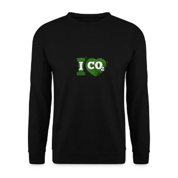 I Love co2 Klimawandel Leugner - Unisex Pullover - Schwarz - Vorne - Alina (178cm) & Michal (187cm)