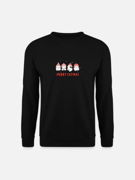 Frohe Weihnachten Merry Catmas Katzen Geschenk - Unisex Pullover - Schwarz
