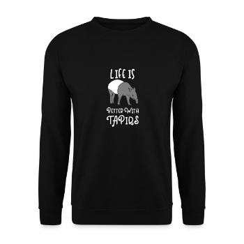 Life is better with tapir tapir - Unisex Sweatshirt - black - Front - Alina (178cm) & Michal (187cm)