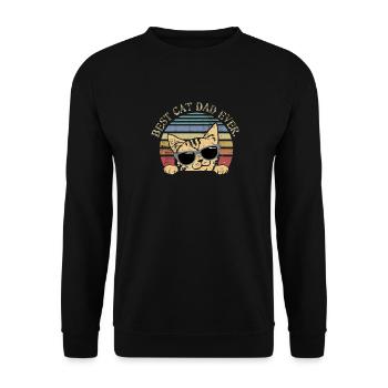Cat Dad Funny Gift For Cat Loving Fathers Gift - Unisex Sweatshirt - black - Front - Alina (178cm) & Michal (187cm)