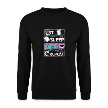 Eat Sleep Anime Repeat - Unisex Sweatshirt - black - Front - Alina (178cm) & Michal (187cm)