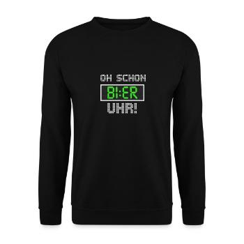 OH SCHON Bier Uhr - Unisex Pullover - Schwarz - Vorne - Alina (178cm) & Michal (187cm)