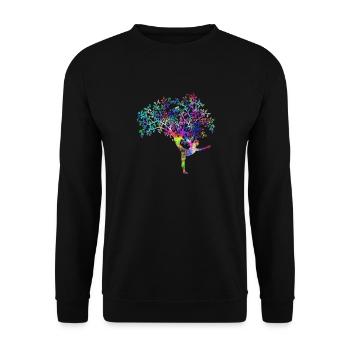 Yoga woman tree psychedelic - Unisex Sweatshirt - black - Front - Alina (178cm) & Michal (187cm)