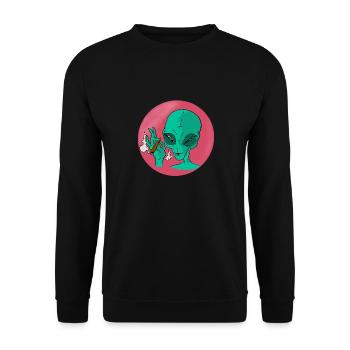 Smoking Alien kiffer - Unisex Pullover - Schwarz - Vorne - Alina (178cm) & Michal (187cm)