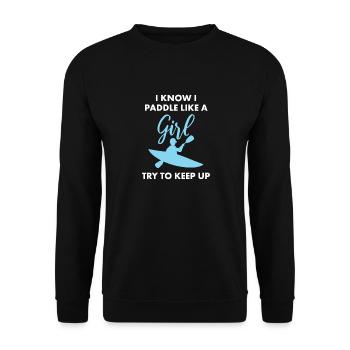 Kayak Kayak Paddle comme une fille - Sweat-shirt Unisexe - noir - Devant - Alina (178cm) & Michal (187cm)