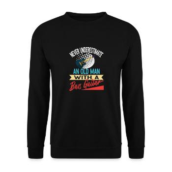 funny An Old Man With A Bass Guitar - Unisex Pullover - Schwarz - Vorne - Alina (178cm) & Michal (187cm)