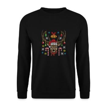 Weihnachts Rentier Elch Weihnachten - Unisex Pullover - Schwarz - Vorne - Alina (178cm) & Michal (187cm)