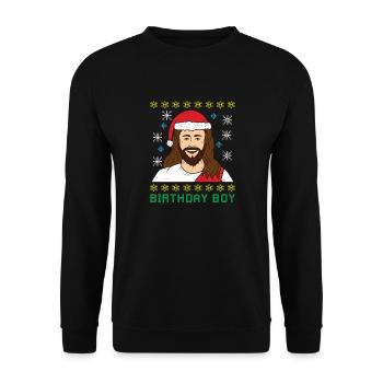 JOYEUX D'ANNIVERSAIRE Jésus moche Noël - Sweat-shirt Unisexe - noir - Devant - Alina (178cm) & Michal (187cm)