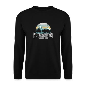 Simple Retro Yellowstone National Park Gift - Unisex Sweatshirt - black - Front - Alina (178cm) & Michal (187cm)