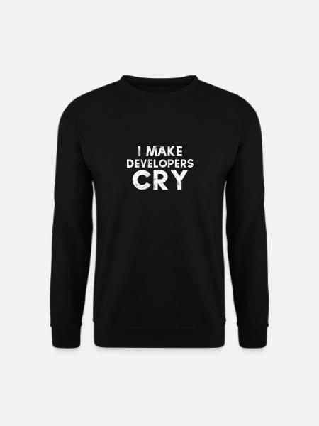 I Make Developers Cry Distressed design QA - Unisex Sweatshirt - black