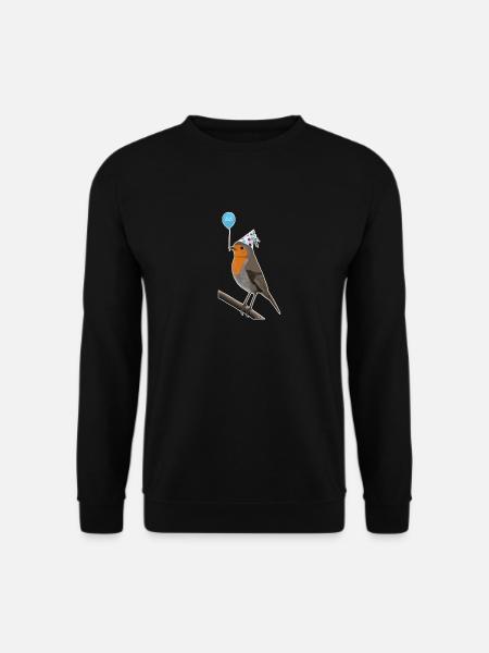 Bird robin bird celebrates birthday - Unisex Sweatshirt - black