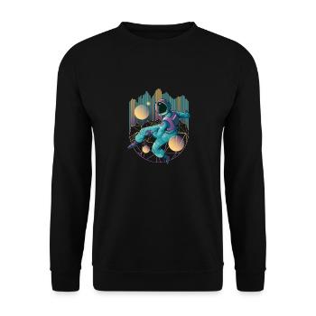 Techno astronaut in cool neon colors - Unisex Sweatshirt - black - Front - Alina (178cm) & Michal (187cm)