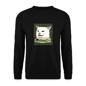 Cats Meme Ugly Christmas Sweater Gift - Unisex Sweatshirt - black - Front - Alina (178cm) & Michal (187cm)