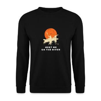 Meet Me On The River Kayak Canoe River - Unisex Sweatshirt - black - Front - Alina (178cm) & Michal (187cm)