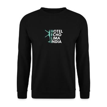 Helikopter Pilot Hubschrauber Fliegen - Unisex Pullover - Schwarz - Vorne - Alina (178cm) & Michal (187cm)