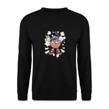 Donut Polizist Süßigkeiten Polizei Eiscreme Eis - Unisex Pullover - Schwarz - Vorne - Alina (178cm) & Michal (187cm)