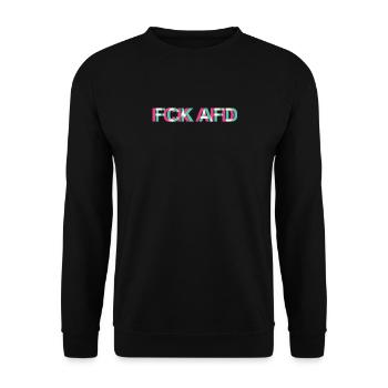 FCK AFD NZS Gegen Rassismus Faschismuss Glitch - Unisex Pullover - Schwarz - Vorne - Alina (178cm) & Michal (187cm)