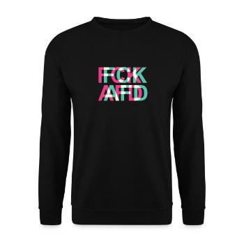FCK AFD NZS Against Racism and Hate Glitch Trippy - Unisex Sweatshirt - black - Front - Alina (178cm) & Michal (187cm)