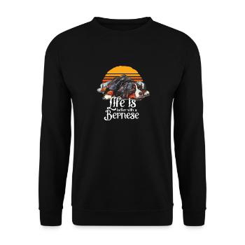 Retro Bernese Mountain Dog Gift - Unisex Pullover - Schwarz - Vorne - Alina (178cm) & Michal (187cm)