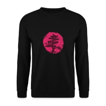 Bonsai Tree Baum Aufgehende Sonne Japan Geschenk - Unisex Pullover - Schwarz - Vorne - Alina (178cm) & Michal (187cm)