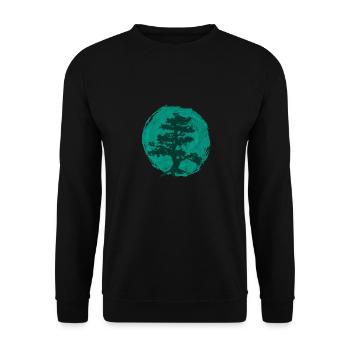 Bonsai Tree Baum Aufgehende Sonne Japan Geschenk - Unisex Pullover - Schwarz - Vorne - Alina (178cm) & Michal (187cm)