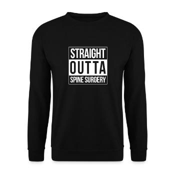 Straight Outta Spine Surgery Gute Besserung Post - Unisex Pullover - Schwarz - Vorne - Alina (178cm) & Michal (187cm)