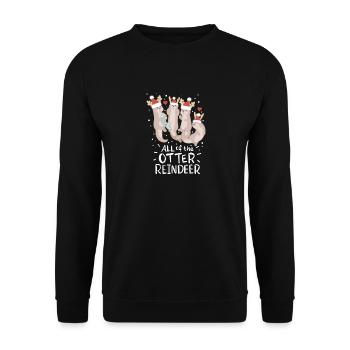 all of the otter reindeer Christmas Christmas - Unisex Sweatshirt - black - Front - Alina (178cm) & Michal (187cm)