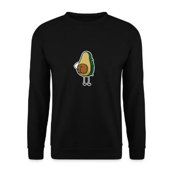 Avocado kratzt sich am Hintern Knackpo Popo Po - Unisex Pullover - Schwarz - Vorne - Alina (178cm) & Michal (187cm)