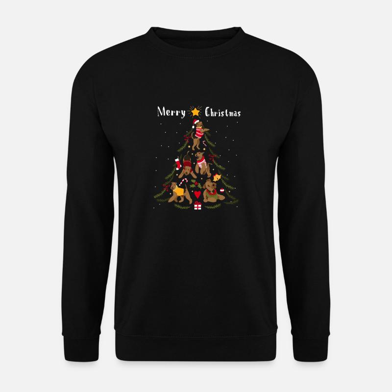 Airedale Terrier Weihnachtsbaum Hund Weihnachten - Unisex Pullover - Schwarz