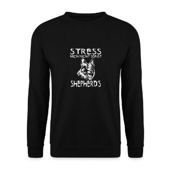Stress mich nicht sonst Sheperds Aussie Sheperd - Unisex Pullover - Schwarz - Vorne - Alina (178cm) & Michal (187cm)